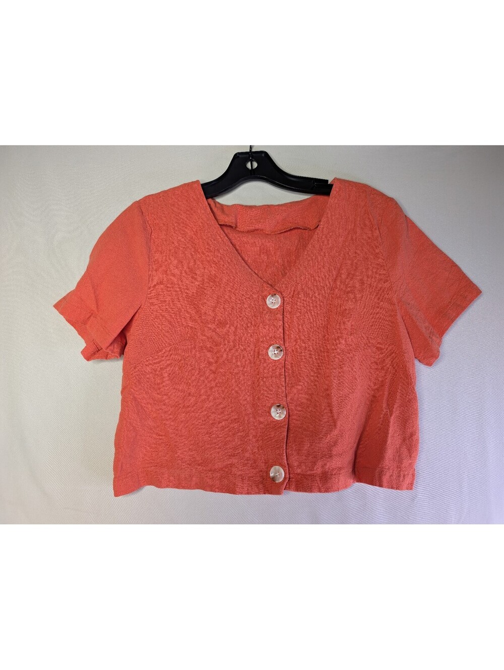 Coral‎ Short Sleeve Button Front Top
